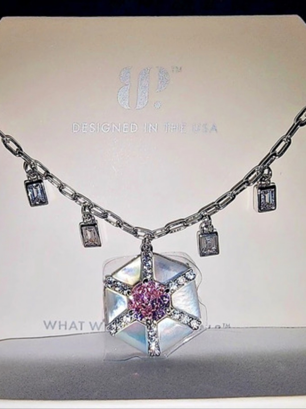 Bomb Party Jewelry Pink Quartz Statement Necklace NWT